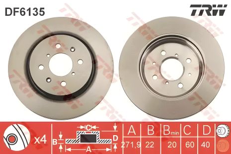 Тормозной диск SUZUKI SWIFT, TRW (DF6135) Тормозной диск SUZUKI SWIFT, TRW (DF6135)