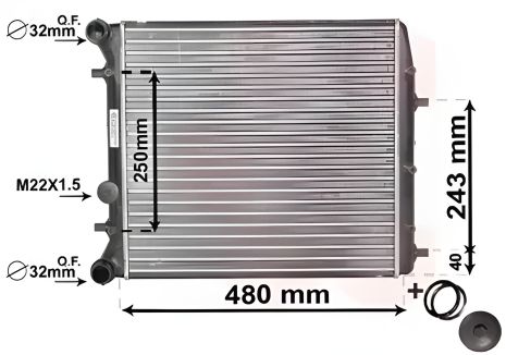Радиатор охлаждения двигателя SEAT CORDOBA, VW FOX, Van Wezel (76002005)
