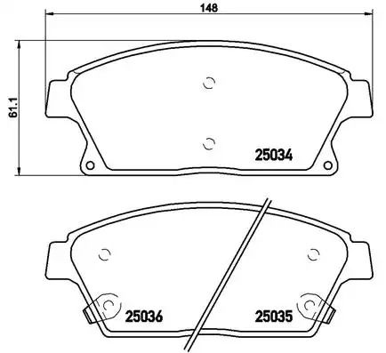 Набір гальмівних колодок, дискоте гальма Chevrolet Cruze, Buick Vrano, Brembo (P59077)