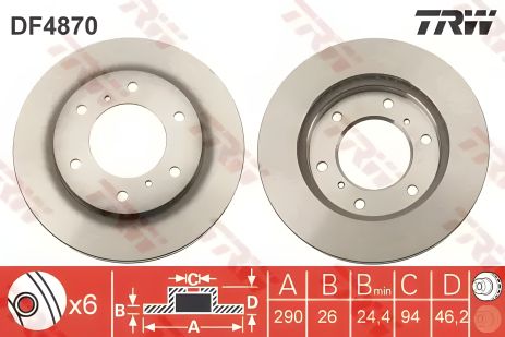 Гальмівний диск MITSUBISHI PAJERO, TRW (DF4870)