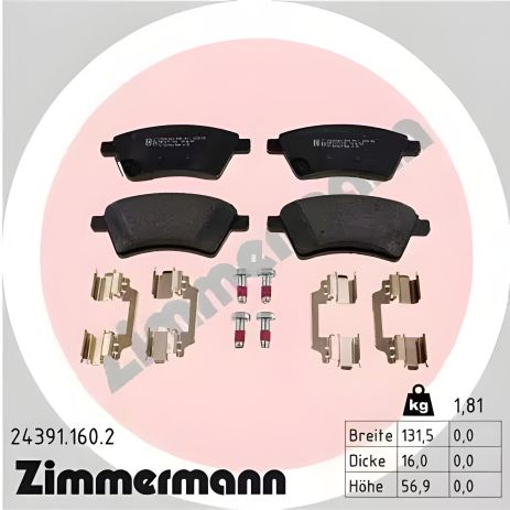 Гальмівні колодки для SUZUKI SX4, FIAT SEDICI, ZIMMERMANN (243911602) Гальмівні колодки для SUZUKI SX4, FIAT SEDICI, ZIMMERMANN (243911602)