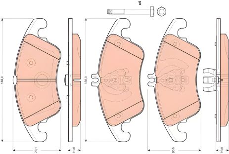 Комплект дисковых тормозных колодок для MERCEDES-BENZ SLC, производства TRW (GDB1737)