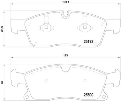 Комплект гальмівних колодок, дискове гальмо MERCEDES-BENZ GLS, BREMBO (P50109)