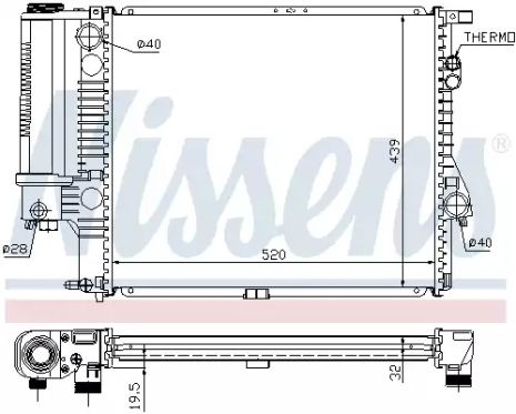 Радиатор охлаждения двигателя BMW 5, NISSENS (60607)