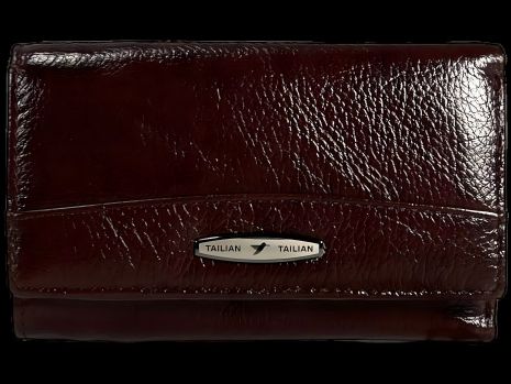 Женский кожаный кошелек в цвете кримсон с кнопочной застежкой