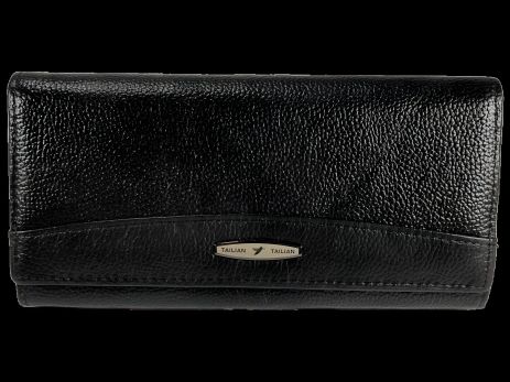 Стильний чорний шкіряний гаманець з кнопковою застібкою Стильний чорний шкіряний гаманець з кнопковою застібкою
