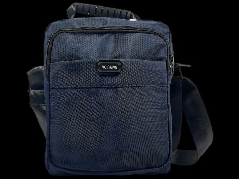 Практична текстильна сумка на три відділення через плече, синя