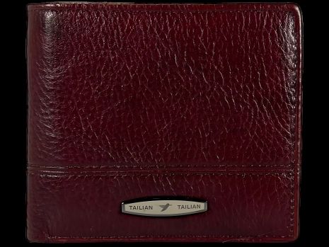 Кожаный мужской кошелек цвета кримсон, компактный