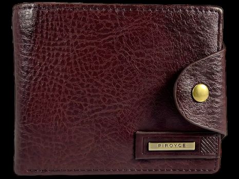 Мужской кошелек с монетницей и застежкой на кнопке, коричневый