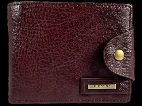 Чоловічий гаманець з монетницею та застібкою на кнопці, коричневий Чоловічий гаманець з монетницею та застібкою на кнопці, коричневий