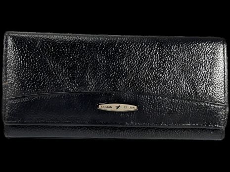 Стильный кожаный кошелек, черный, с монетницей и картхолдером