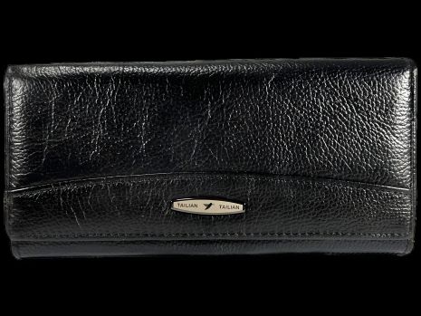 Современный женский кошелек, черный, с кнопочной застежкой