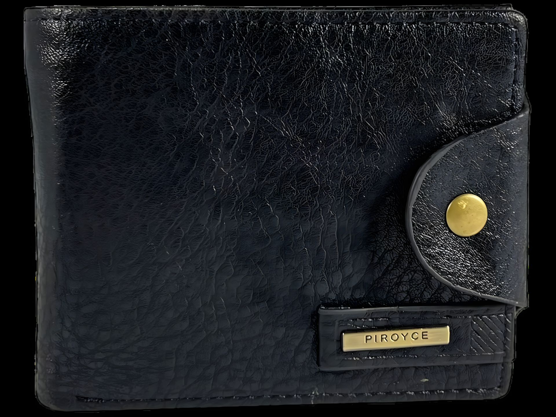 Чоловічий гаманець чорного кольору на кнопковій застібці з відділенням для монет Чоловічий гаманець чорного кольору на кнопковій застібці з відділенням для монет