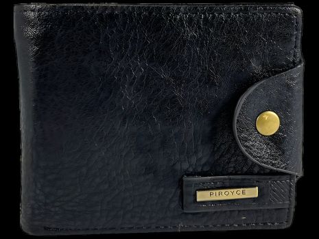 Мужской кошелек черного цвета с кнопочной застежкой