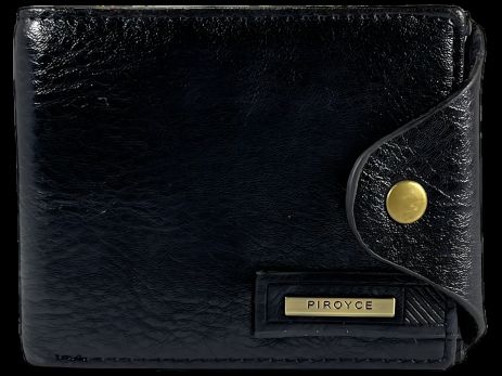 Чоловічий гаманець зі штучної шкіри, з монетницею та 2 відділами для купюр, чорний