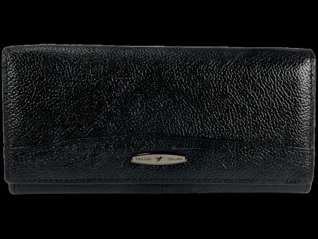 Чорний гаманець з натуральної шкіри Tailian з кнопковою застібкою