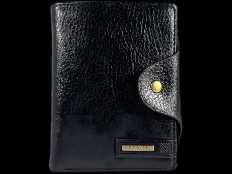 Чоловічий гаманець з монетницею та кнопковою застібкою, чорний