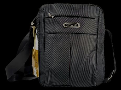 Черная текстильная сумка через плечо на три отделения, объем 4 л