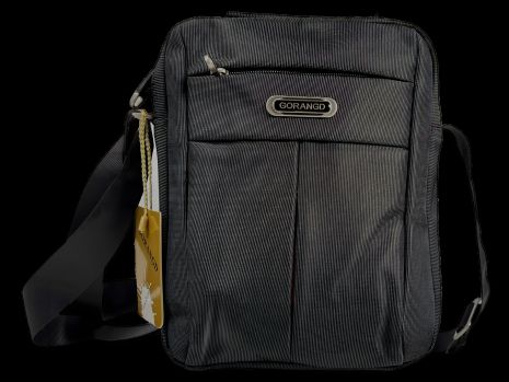 Черная текстильная сумка через плечо на три отделения, объем 4 л