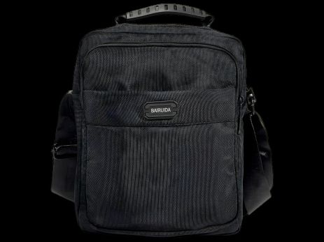 Мужская сумка через плечо на три отделения, черная с ручкой для переноски