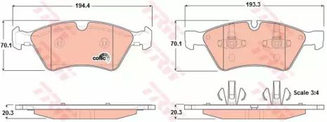 Комплект гальмівних колодок, дискове гальмо MERCEDES-BENZ M-CLASS, TRW (GDB1642)