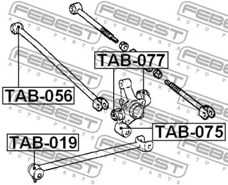 Задний сайлентблок цапфы для Avensis 97-03, FEBEST (TAB077)