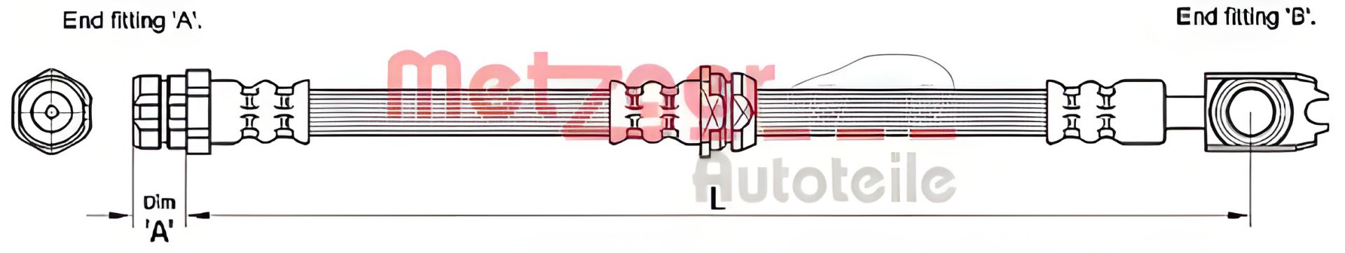 Шланг гальмівний VW BORA, SKODA OCTAVIA, METZGER (4110259) Шланг гальмівний VW BORA, SKODA OCTAVIA, METZGER (4110259)