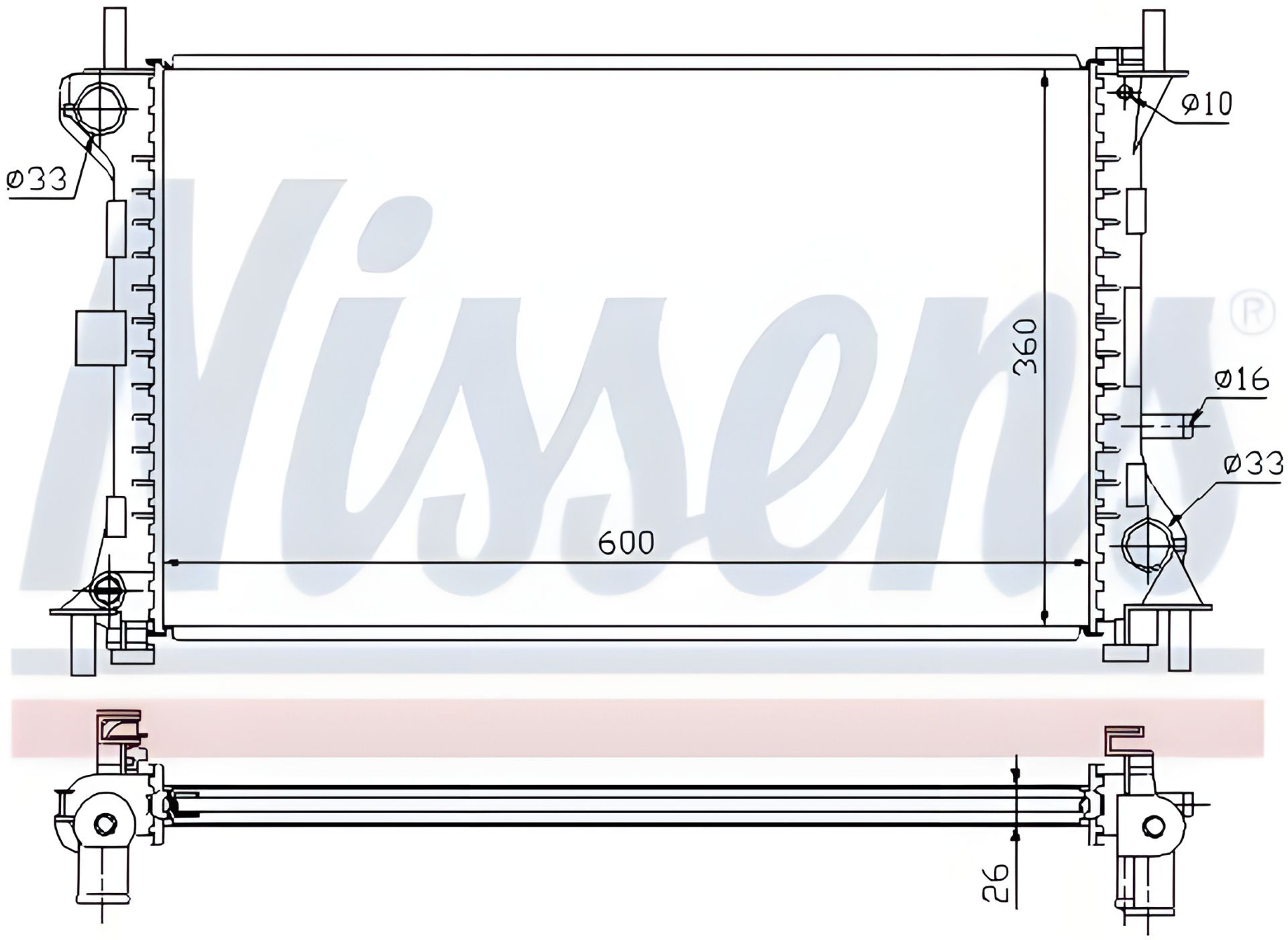 Автомобильный радиатор для FORD FOCUS, марка NISSENS (62052) Автомобильный радиатор для FORD FOCUS, марка NISSENS (62052)