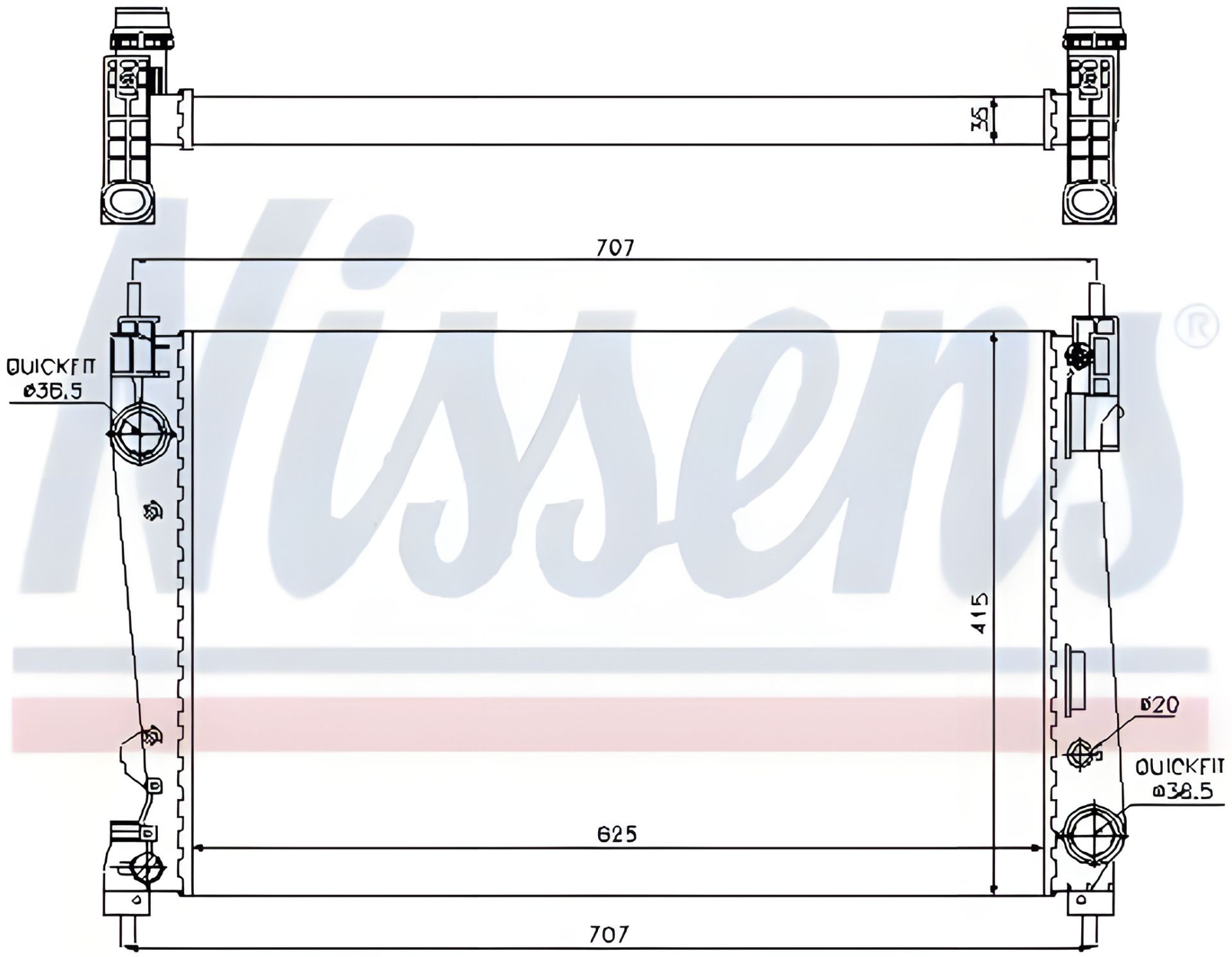 Охлаждающий радиатор двигателя FIAT PUNTO, LANCIA DELTA NISSENS (61916) Охлаждающий радиатор двигателя FIAT PUNTO, LANCIA DELTA NISSENS (61916)