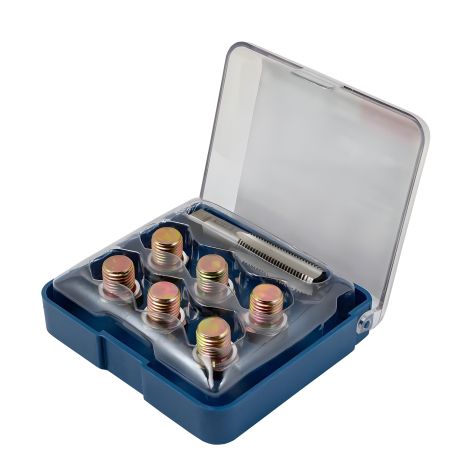 Набор для восстановления резьбы сливного отверстия поддона: M13х1,5мм (7 предметов) в футляре. ROCKFORCE FORSAGE RF-917G13 Набор для восстановления резьбы сливного отверстия поддона: M13х1,5мм (7 предметов) в футляре. ROCKFORCE FORSAGE RF-917G13