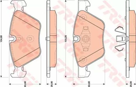 Комплект гальмівних колодок, дискове гальмо BMW 1, TRW (GDB1810)