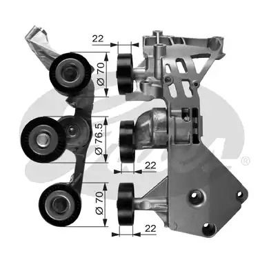 Натяжний ролик поліклінового ременя MERCEDES-BENZ VANEO, GATES (T38465)