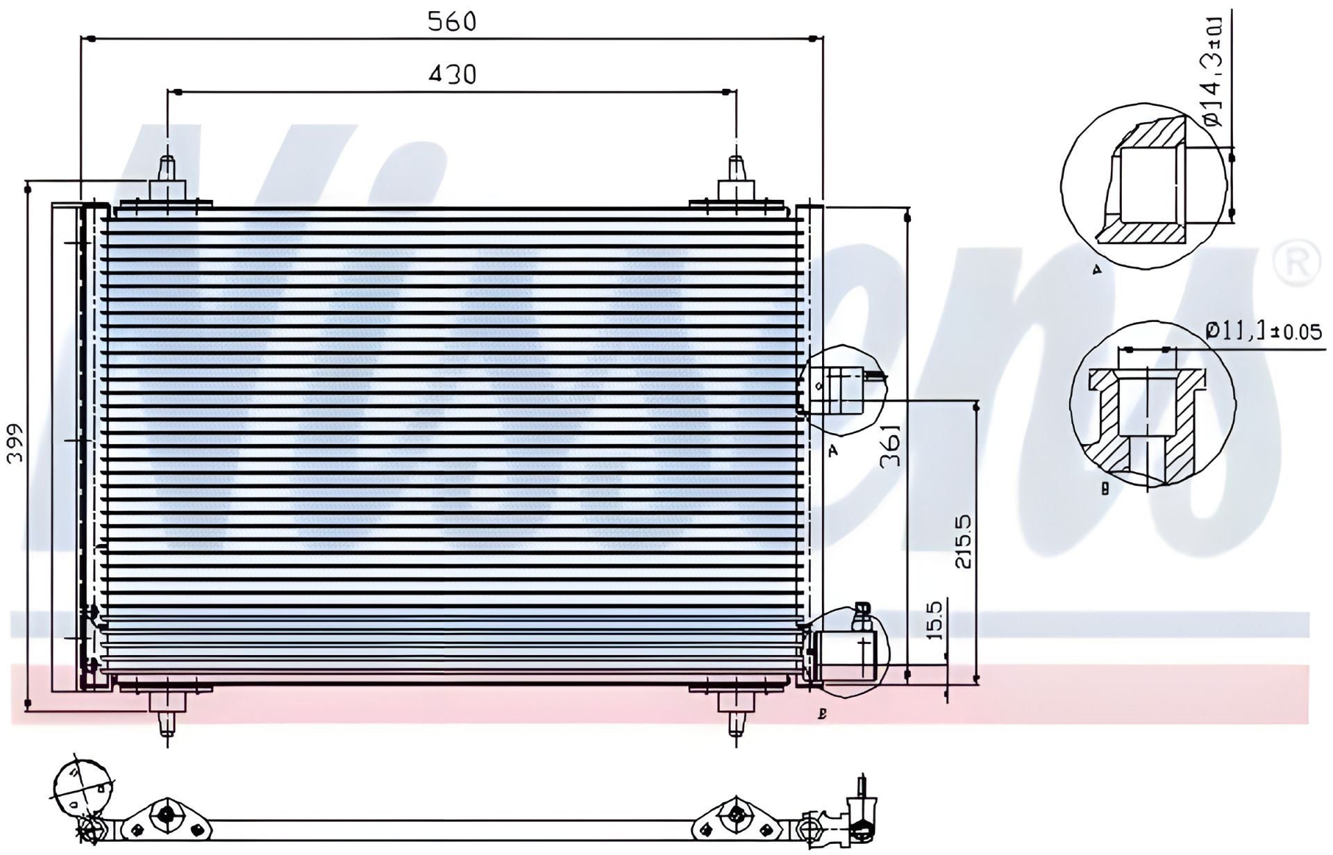 Конденсор кондиціонера радіатор PEUGEOT PARTNER, CITROËN XSARA, NISSENS (94542) Конденсор кондиціонера радіатор PEUGEOT PARTNER, CITROËN XSARA, NISSENS (94542)