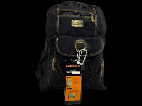 Чёрный городской брезентовый рюкзак