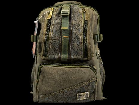 Брезентовий міський рюкзак, колір хакі, 25 л, 4 відділення з боковими кишенями