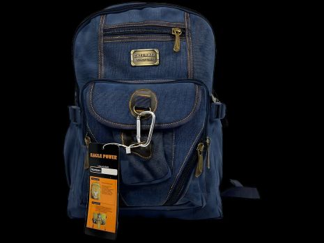 Міський рюкзак, синій колір, 25 л, брезентовий, 6 відділень з боковими кишенями