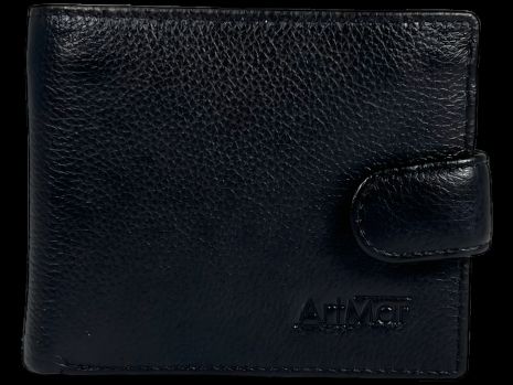 Натуральный кожаный мужской кошелек, черный цвет