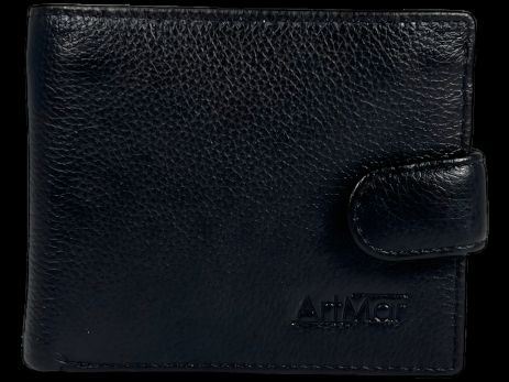 Натуральный кожаный мужской кошелек, черный цвет