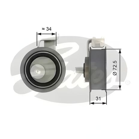 Натяжний ролик ременя ГРМ SKODA OCTAVIA, SEAT LEON, GATES (T43017), безпека передачі Натяжний ролик ременя ГРМ SKODA OCTAVIA, SEAT LEON, GATES (T43017), безпека передачі