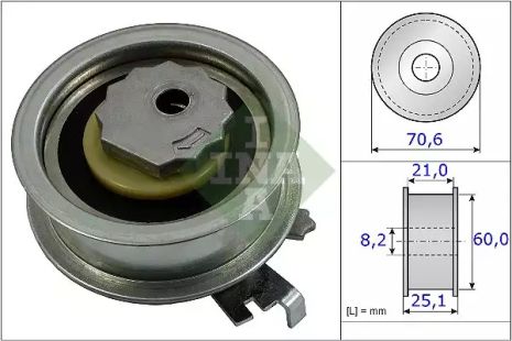 Натяжний ролик ременя ГРМ AUDI A5, SKODA KODIAQ, INA (531088210)