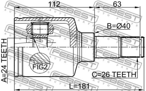 ШРУС FORD TOURNEO, TRANSIT CONNECT (24 шл.), FEBEST (2111TC7LH)