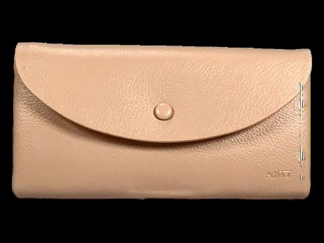 Жіночий гаманець з екошкіри, беж, з кнопковою застібкою