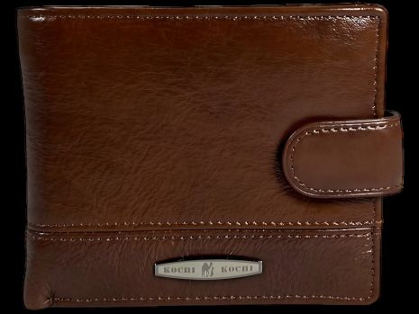 Мужской кожаный кошелек на три отдела для купюр коричневого цвета