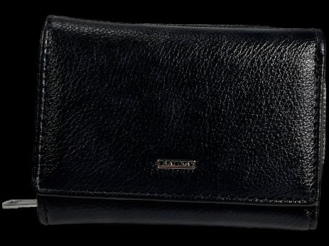 Чорний стильний компактний гаманець з екошкіри з застібкою на блискавці