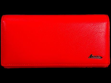 Стильный женский кошелек из экокожи, красного цвета с застежкой на молнии