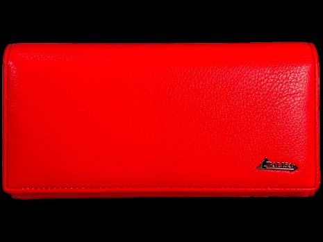 Стильный женский кошелек из экокожи, красного цвета с застежкой на молнии