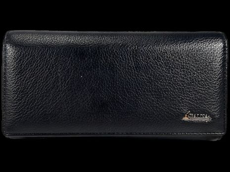 Черный женский кошелек из экокожи с застежкой на молнии