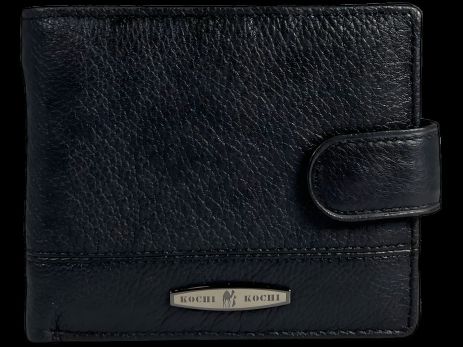 Мужской классический кожаный кошелек, 3 отделения для купюр, черный