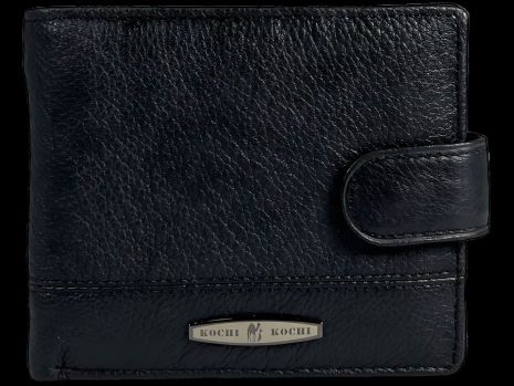 Мужской классический кожаный кошелек, 3 отделения для купюр, черный