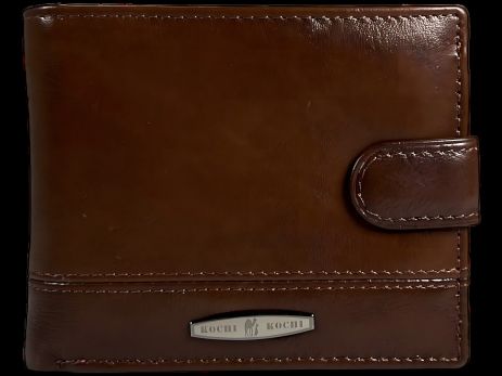 Натуральный кожаный мужской кошелёк, 3 отделения, коричневый
